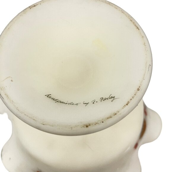 Vintage Hand-Painted Milk Glass Compote Bowl With Pinecone and Berry Design - Picture 8 of 8